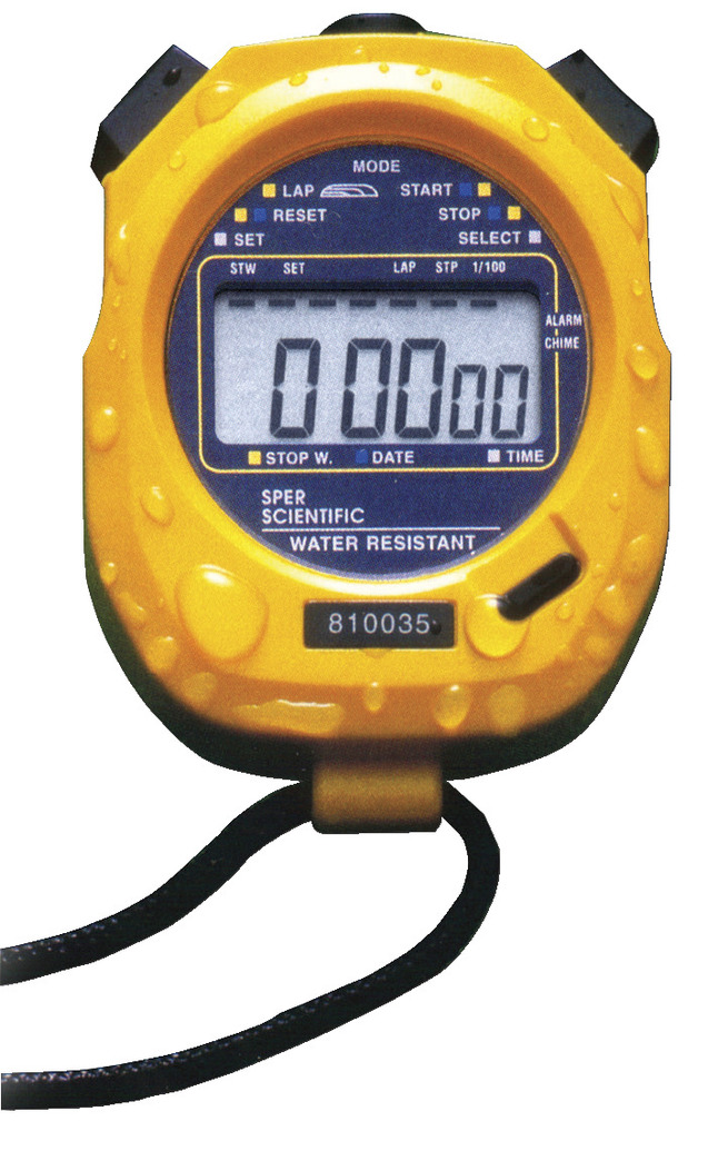 Sper Scientific Ltd Water Resistant Stopwatch with Alarm, 24 Hour, Item Number 598251