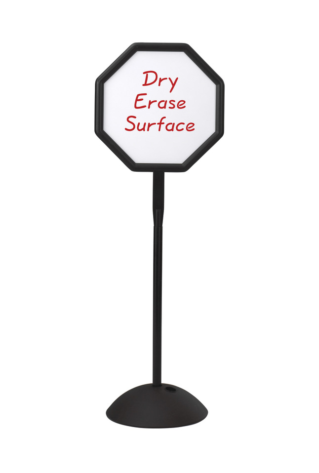 Safco Write Way Double-Sided Dry Erase Magnetic Octagon Floor Sign, Black, Item Number 677046