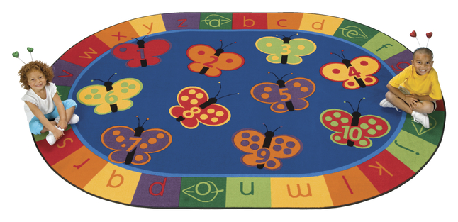 Carpets for Kids KIDSoft 123 ABC Butterfly Fun Rug, 8 x 12 Feet, Oval, Multicolored, Item Number 1540073