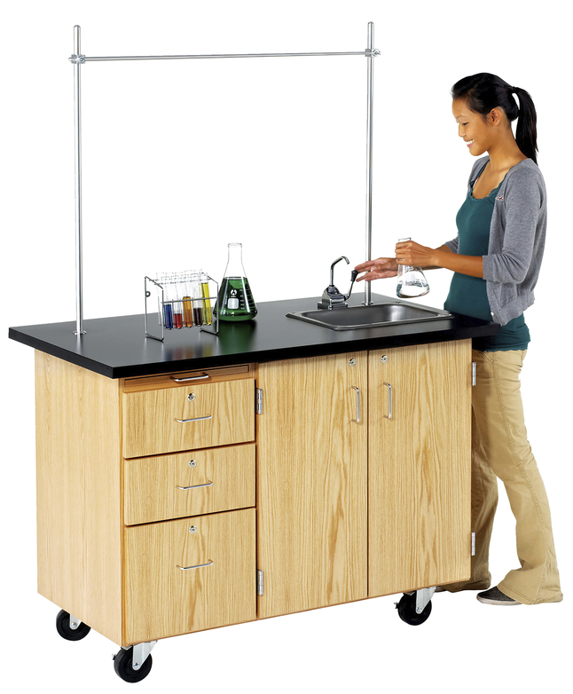 Diversified Woodcrafts Mobile Instructors Desk With Storage Flat