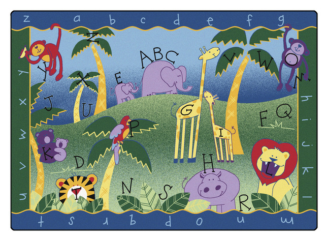 Carpets for Kids Alphabet Jungle Rug, 4 Feet 5 Inches x 5 Feet 10 Inches, Rectangle, Multicolored, Item Number 679552