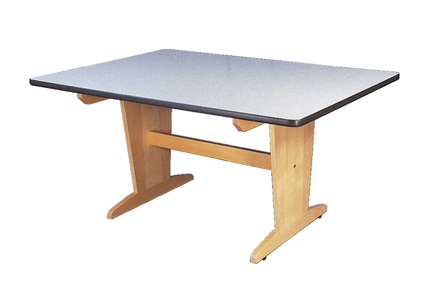 Diversified Woodcrafts Pedestal Planning Table, 60 x 42 x 30 Inches, Almond Colored Plastic Laminate Top, Item Number 573386