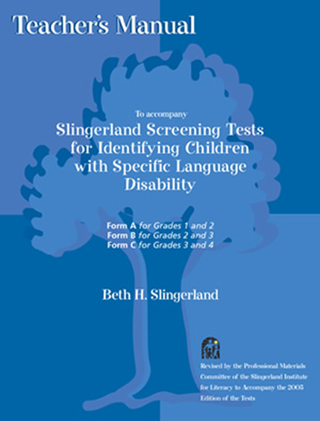 Slingerland Screening Tests Teacher's Manual, Forms A, B, C, Item Number 9780838802236