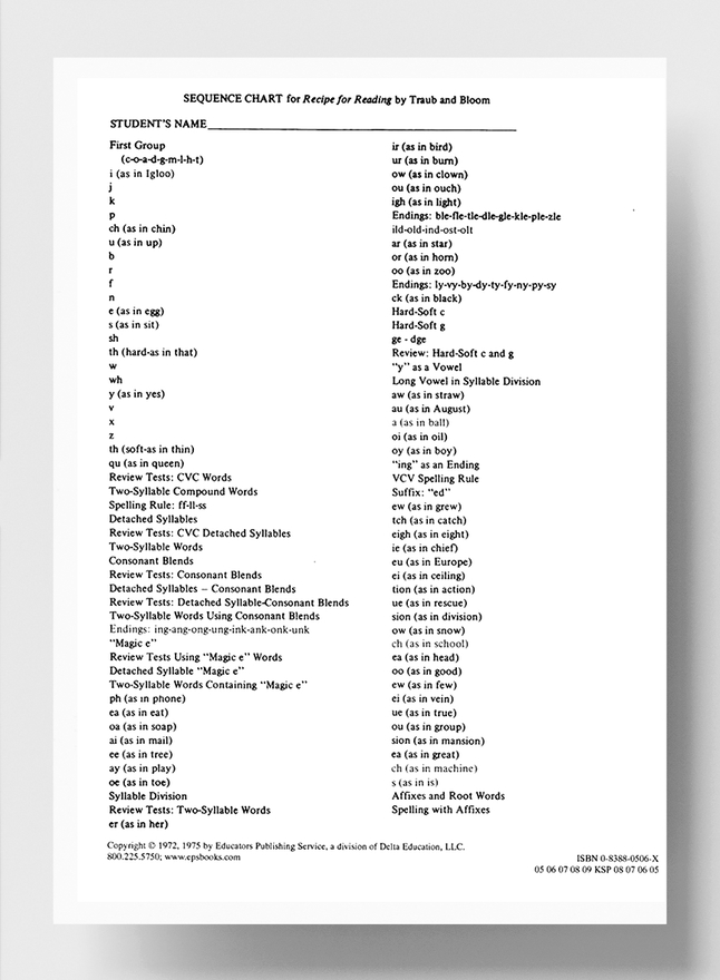 recipe-for-reading-sequence-charts-pad-of-50