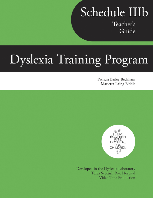 Dyslexia Training Program, Schedule IIIB, Teacher's Guide, Item Number 9780838822111