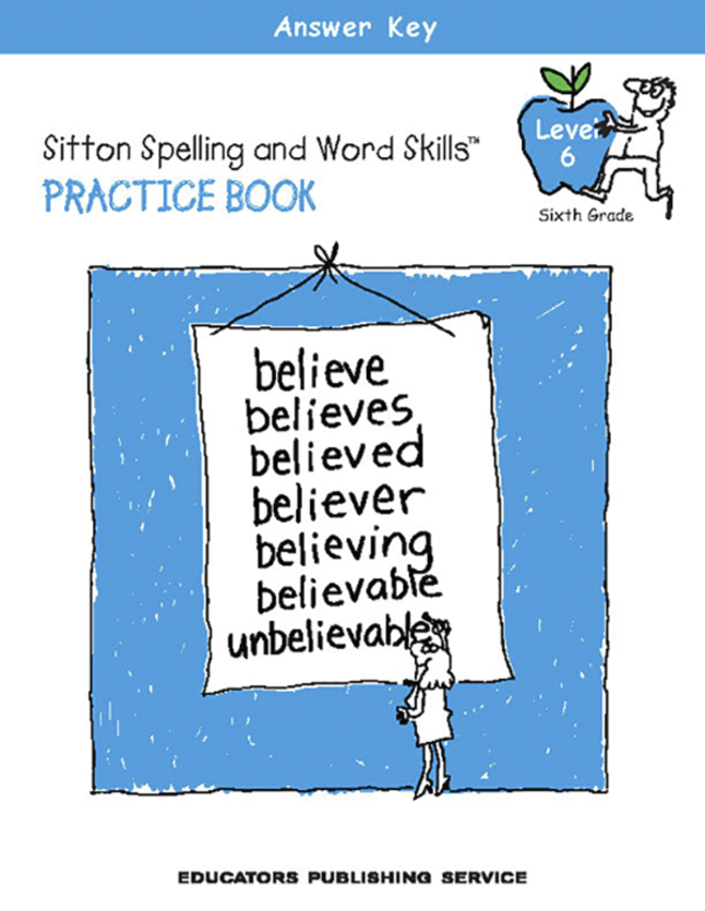 Image for Sitton Spelling, Student Practice Book, Level 6, Answer Key from SSIB2BStore