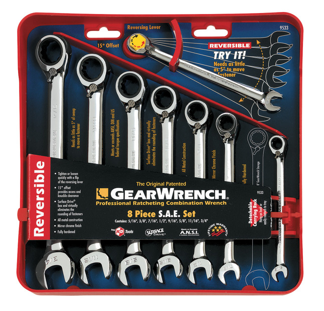 GearWrench 13 pc SAE Master Reversible Ratcheting Wrench set 5/16"-1" #9509N